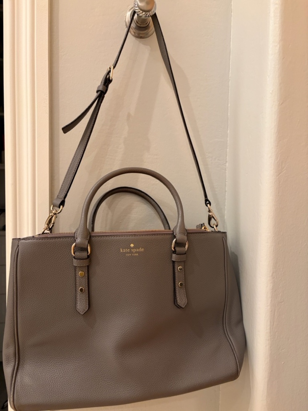 kate spade Black Pebbled Leather Logo Tote